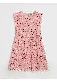 Sinsay - Tiulowa sukienka mini z ozdobnymi falbankami - różowy. Typ kołnierza: kołnierz z falbankami. Kolor: różowy. Materiał: tiul. Długość: mini #1