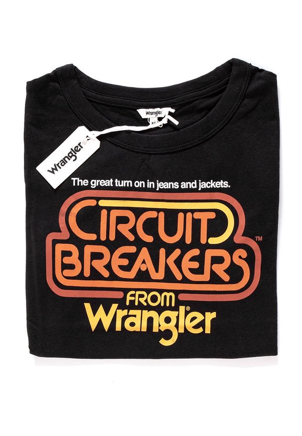 Wrangler - WRANGLER T SHIRT DAMSKI GRAPHIC RINGER TEE BLACK W7373EV01. Wzór: nadruk