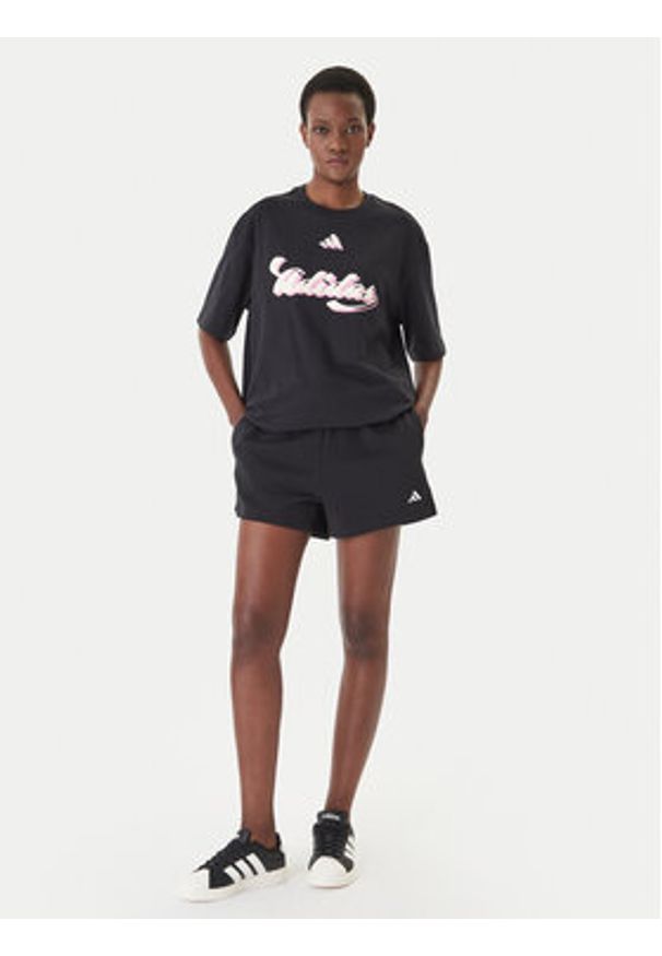 Adidas - adidas Szorty sportowe Essentials Small Logo Feel Cozy JC5925 Czarny Regular Fit. Kolor: czarny. Materiał: syntetyk, bawełna