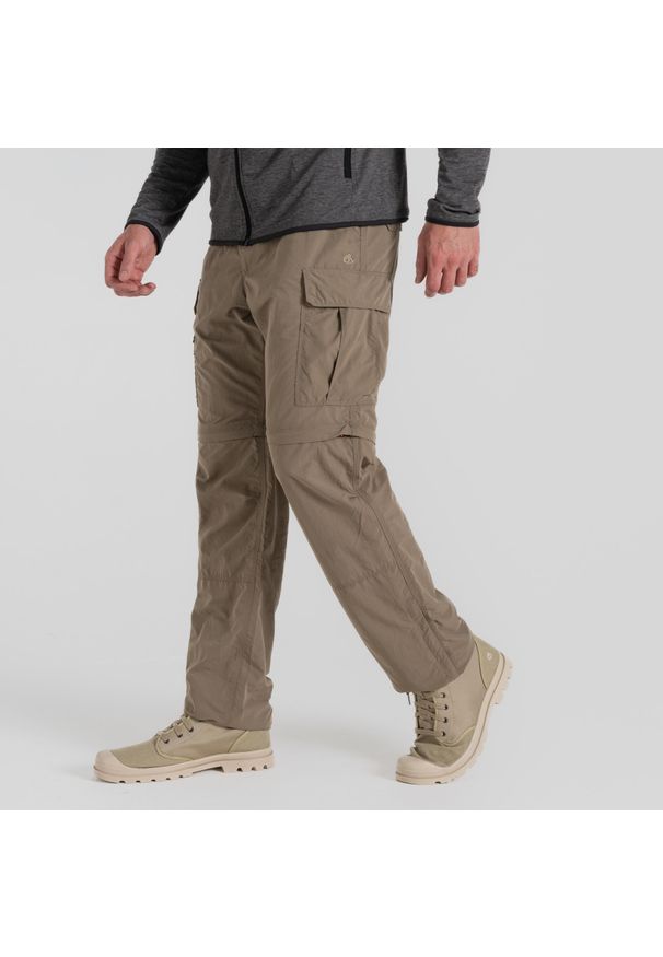 CRAGHOPPERS - Spodnie turystyczne męskie Craghoppers NosiLife Convertible Cargo Trouser III. Kolor: brązowy. Długość: długie