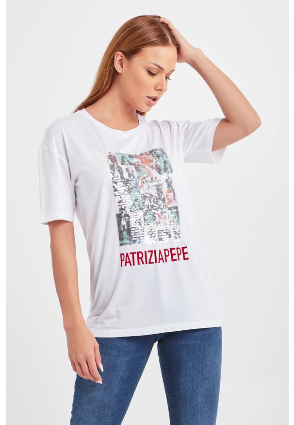 Patrizia Pepe - T-SHIRT PATRIZIA PEPE. Okazja: na co dzień. Materiał: materiał. Styl: casual