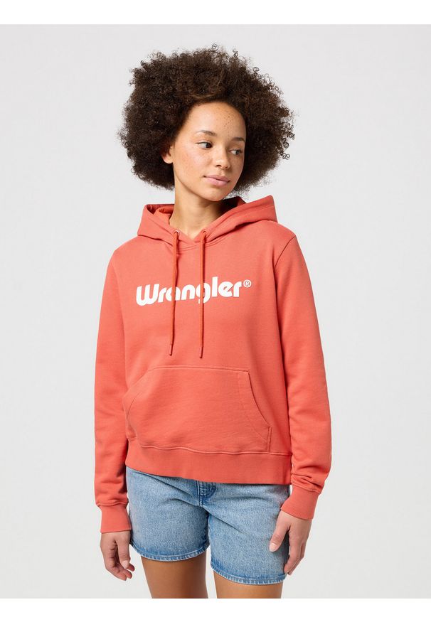 Wrangler - WRANGLER DAMSKA BLUZA Z KAPTUREM WRANGLER REGULAR HOODIE BURNT SIENNA 112350336. Typ kołnierza: kaptur