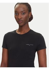 Tommy Jeans T-Shirt Linear DW0DW21164 Czarny Slim Fit. Kolor: czarny. Materiał: bawełna
