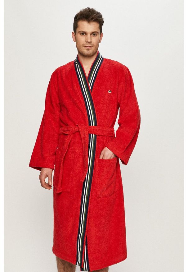 Lacoste - Szlafrok LCLUB. Kolor: czerwony