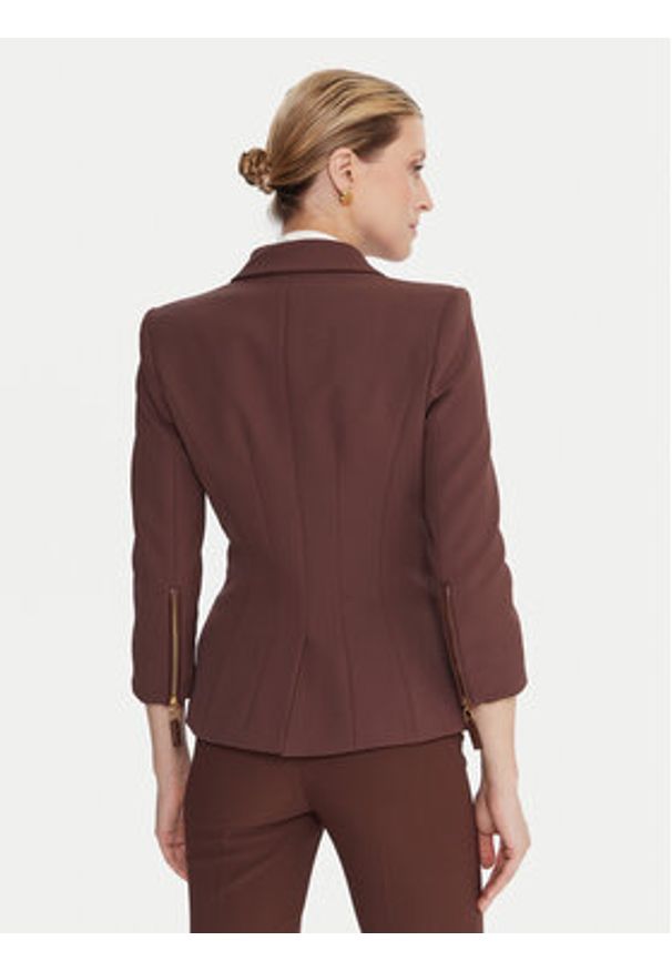 Elisabetta Franchi Marynarka GI-174-56E2-V660 Brązowy Regular Fit. Kolor: brązowy. Materiał: syntetyk