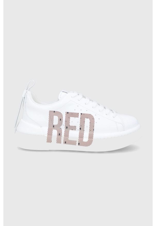 Red Valentino Buty skórzane kolor biały na platformie. Nosek buta: okrągły. Zapięcie: sznurówki. Kolor: biały. Materiał: skóra. Obcas: na platformie