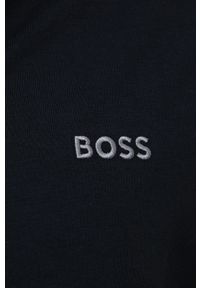 BOSS bluza 50469540 męska kolor czarny z kapturem gładka. Typ kołnierza: kaptur. Kolor: czarny. Długość rękawa: raglanowy rękaw. Wzór: gładki #4