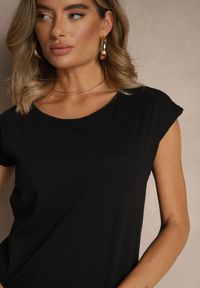 Renee - Czarny Basicowy T-shirt z Bawełny Ralotea. Okazja: na co dzień. Kolor: czarny. Materiał: bawełna. Styl: klasyczny, casual #3