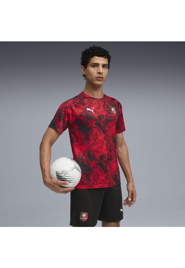 Puma - Męska koszulka przedmeczowa Stade Rennais FC PUMA Red Black. Kolor: czerwony, wielokolorowy, czarny. Sport: piłka nożna