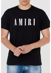 Amiri - AMIRI T-shirt męski czarny z dużym białym logo. Kolor: czarny