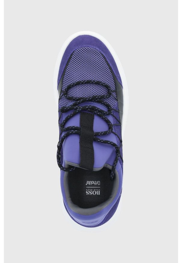 BOSS - Boss buty Bulton kolor fioletowy. Nosek buta: okrągły. Zapięcie: sznurówki. Kolor: fioletowy. Materiał: guma. Szerokość cholewki: normalna. Obcas: na obcasie. Wysokość obcasa: niski