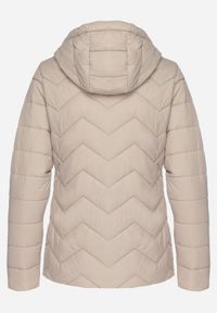 Born2be - Ciemnobeżowa Kurtka z Odpinanym Kapturem Pikowana Ariobia. Kolor: beżowy #5