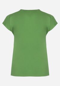 Born2be - Zielony T-shirt z Krótkim Rękawem i Ozdobną Koronką Winneli. Okazja: na co dzień. Kolekcja: plus size. Kolor: zielony. Materiał: koronka. Długość rękawa: krótki rękaw. Długość: krótkie. Wzór: koronka. Styl: klasyczny, casual, elegancki