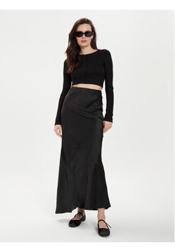 Gina Tricot Spódnica maxi 22969 Czarny Regular Fit. Kolor: czarny. Materiał: syntetyk