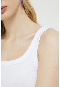 Hollister Co. top damski kolor biały. Kolor: biały. Materiał: materiał, dzianina. Długość rękawa: na ramiączkach #4