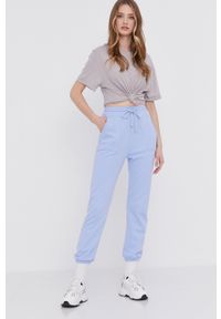 Answear Lab Spodnie damskie gładkie. Kolor: niebieski. Wzór: gładki #4