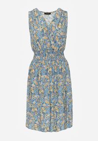 Born2be - Jasnoniebieska Sukienka Midi z Gumkami w Pasie i Kopertowym Dekoltem Feseti. Okazja: na co dzień. Typ kołnierza: dekolt kopertowy. Kolor: niebieski. Typ sukienki: kopertowe. Styl: casual, elegancki. Długość: midi #8