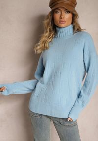 Renee - Niebieski Golf o Klasycznym Kroju Savelle. Okazja: na co dzień. Typ kołnierza: golf. Kolor: niebieski. Materiał: jeans. Długość rękawa: długi rękaw. Długość: długie. Styl: klasyczny #4