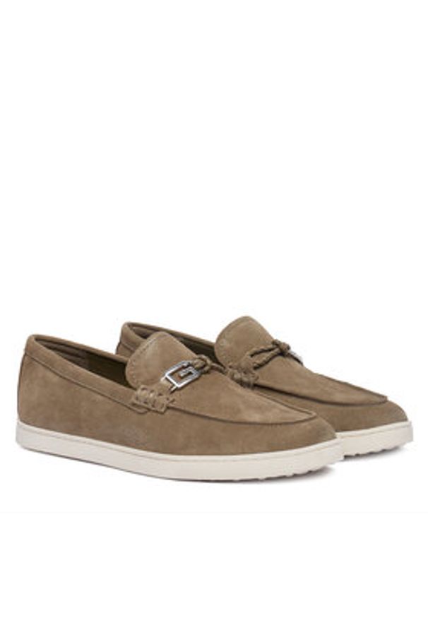 Guess Mokasyny FMJHEA SUE14 Khaki. Kolor: brązowy. Materiał: skóra, zamsz