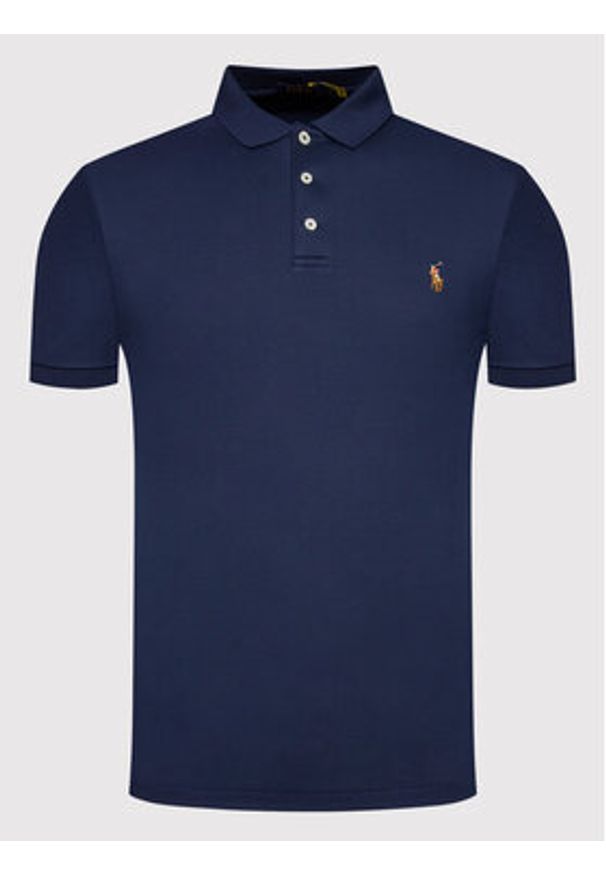 Polo Ralph Lauren Polo 710685514003 Granatowy Slim Fit. Typ kołnierza: polo. Kolor: niebieski. Materiał: bawełna