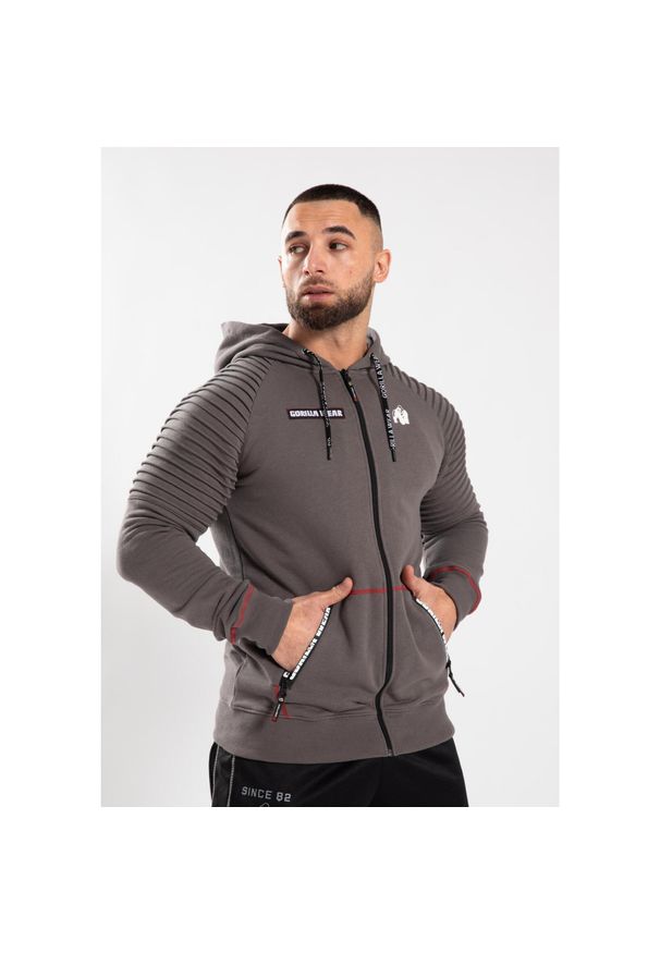GORILLA WEAR - Georgia Bluza z kapturem zapinana na suwak - Szary. Typ kołnierza: kaptur. Kolor: szary. Sport: fitness