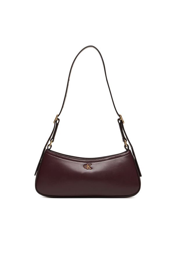 Calvin Klein Torebka Ck Small Shoulder Bag LV04F3170G Bordowy. Kolor: czerwony. Materiał: skórzane