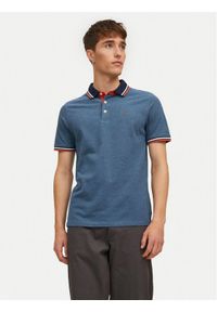 Jack & Jones - Jack&Jones Polo Paulos 12136668 Niebieski Slim Fit. Typ kołnierza: polo. Kolor: niebieski. Materiał: bawełna