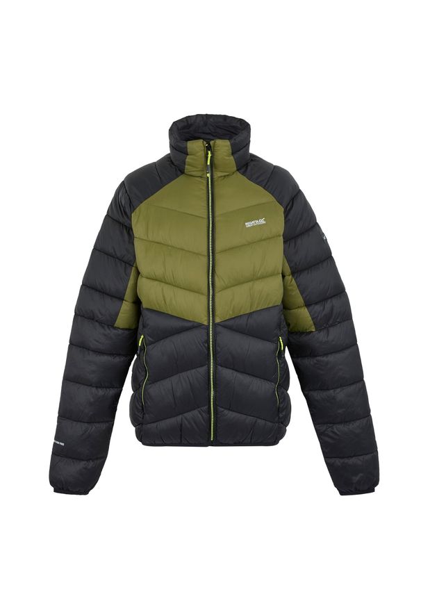 Regatta - Męska Ocieplana Kurtka Dalent. Kolor: wielokolorowy, czarny, zielony. Materiał: puch. Sport: turystyka piesza