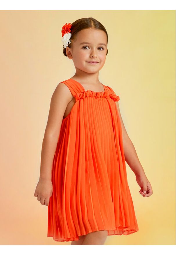 Abel & Lula Sukienka elegancka 5055 Pomarańczowy Relaxed Fit. Kolor: pomarańczowy. Materiał: syntetyk. Styl: elegancki