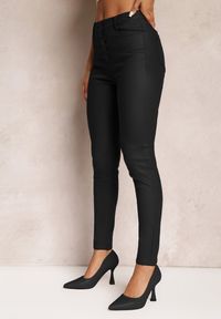 Renee - Czarne Modelujące Spodnie z Ekoskóry o Fasonie Skinny Caetana. Okazja: na co dzień. Kolor: czarny. Sezon: jesień, zima. Styl: casual, elegancki #3