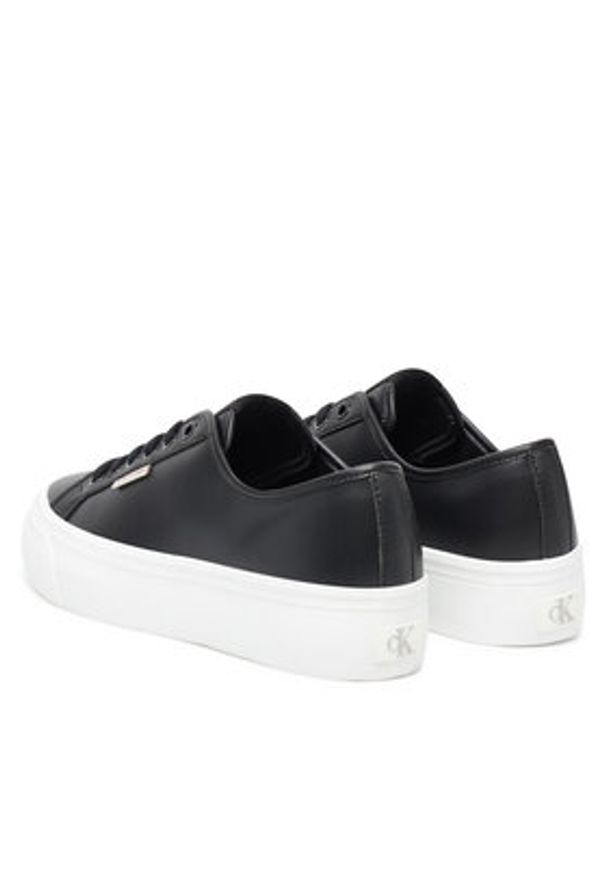 Calvin Klein Jeans Sneakersy Vulc Flatform Lth YW0YW01886 Czarny. Kolor: czarny. Materiał: skóra