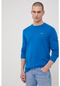 Tommy Jeans sweter bawełniany DM0DM13273.PPYY męski lekki. Kolor: niebieski. Materiał: bawełna. Długość rękawa: długi rękaw. Długość: długie #3