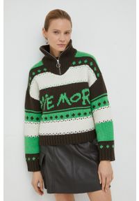 Samsoe & Samsoe - Samsoe Samsoe sweter wełniany kolor zielony z półgolfem. Kolor: zielony. Materiał: wełna. Długość: krótkie #1