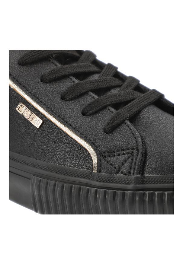 Big-Star - Czarne Sneakersy Big Star Modne Obuwie Damskie. Okazja: na co dzień. Zapięcie: sznurówki. Kolor: czarny. Materiał: materiał