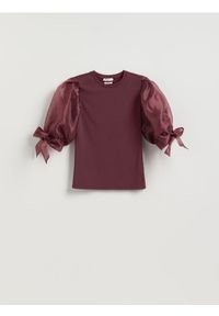 Reserved - Bluzka z modalem - bordowy. Kolor: czerwony. Materiał: dzianina #1
