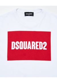 DSQUARED2 KIDS - Biały t-shirt z czerwonym nadrukiem 8-16 lat. Kolor: biały. Materiał: bawełna. Długość rękawa: krótki rękaw. Wzór: nadruk. Sezon: lato. Styl: klasyczny #3