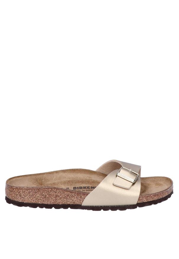 Klapki damskie Birkenstock Madrid. Kolor: żółty. Materiał: materiał, skóra, syntetyk