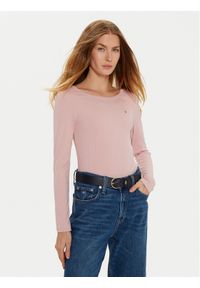 TOMMY HILFIGER - Tommy Hilfiger Bluzka WW0WW38869 Różowy Slim Fit. Kolor: różowy. Materiał: wiskoza #1