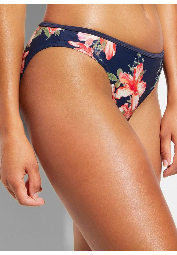 bonprix - Bikini bustier (2 części), z poliamidu z recyklingu. Kolor: niebieski. Materiał: poliamid. Wzór: nadruk, kwiaty