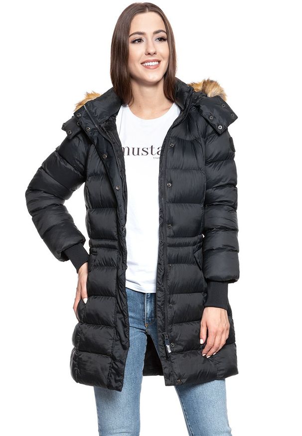 Mustang - DAMSKA KURTKA ZIMOWA MUSTANG Heidi H Longparka CAVIAR 1008260 4132. Materiał: wełna, guma, futro, poliamid, tkanina, jeans. Długość: krótkie. Wzór: aplikacja. Sezon: zima. Styl: retro, elegancki