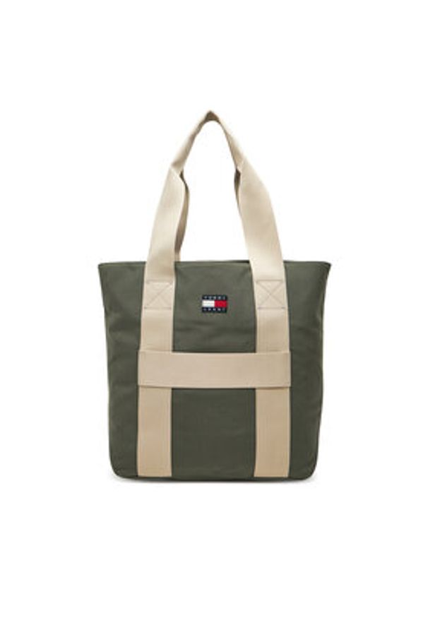 Tommy Jeans Torba Retro Cool Tote AM0AM13278 Khaki. Kolor: brązowy. Materiał: materiał