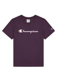 Champion - T-shirt Damski Z Bawełny Z Krótkim Rękawem. Kolor: fioletowy. Materiał: bawełna. Długość rękawa: krótki rękaw. Długość: krótkie