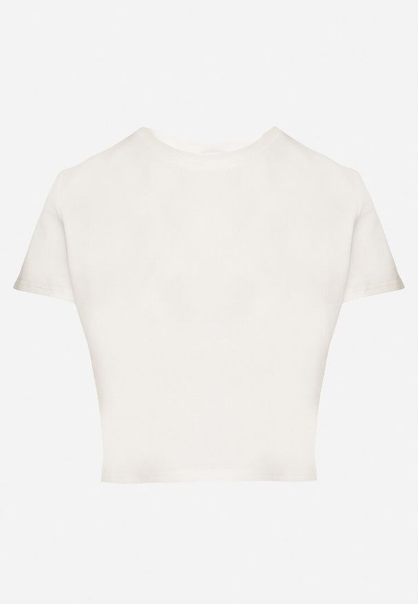 Born2be - Biały T-shirt z Bawełny o Krótkim Kroju Galarina. Okazja: na co dzień. Kolor: biały. Materiał: bawełna. Długość: krótkie. Styl: elegancki, casual, klasyczny