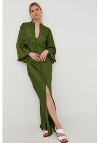 Birgitte Herskind sukienka kolor zielony maxi dopasowana. Kolor: zielony. Materiał: tkanina, guma. Typ sukienki: dopasowane. Długość: maxi #4