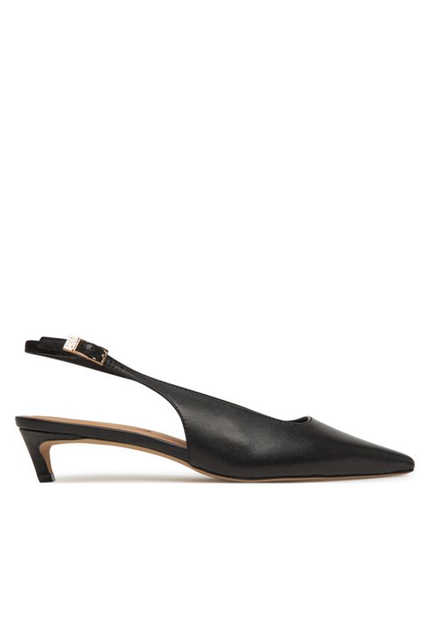 TOMMY HILFIGER - Tommy Hilfiger Czółenka Squared Toe Kitten Slingback FW0FW08711 Czarny. Kolor: czarny. Materiał: skóra