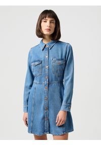 Wrangler - WRANGLER DAMSKA SUKIENKA JEANSOWA WRANGLER A LINE SHIRT DRESS PARTNERS 112350340. Materiał: jeans