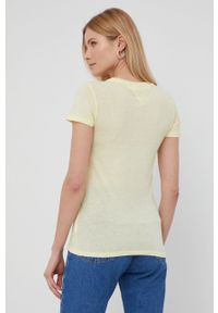 Tommy Jeans T-shirt damski kolor żółty. Okazja: na co dzień. Kolor: żółty. Materiał: bawełna, dzianina. Wzór: nadruk. Styl: casual #5
