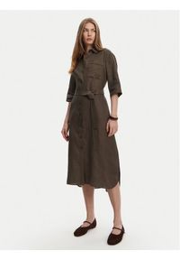 Max Mara Sukienka koszulowa Salute 2516221028 Zielony Regular Fit. Kolor: zielony. Materiał: len. Typ sukienki: koszulowe