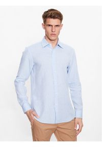 BOSS - Boss Koszula 50490234 Błękitny Slim Fit. Kolor: niebieski. Materiał: len #1