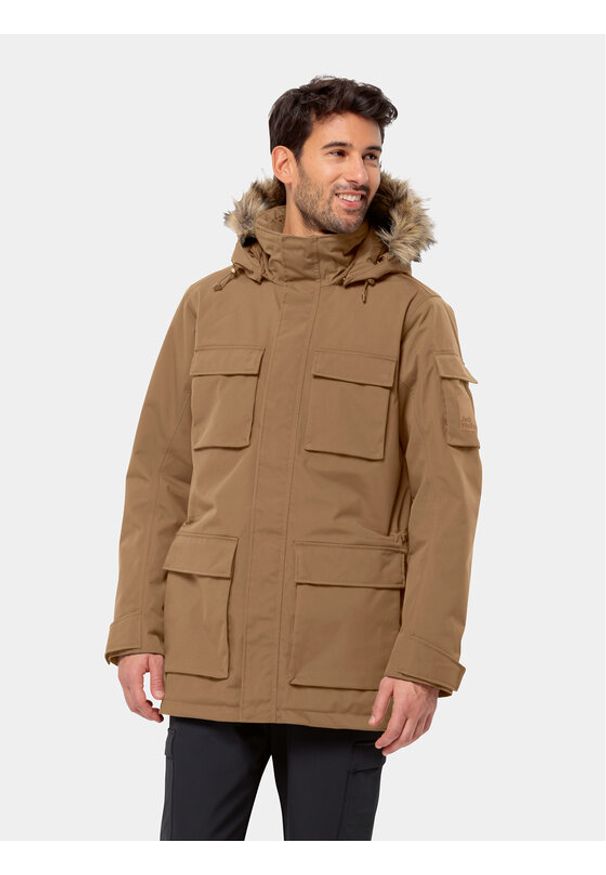 Jack Wolfskin Parka Glacier Canyon 1107674 Brązowy Regular Fit. Kolor: brązowy. Materiał: syntetyk